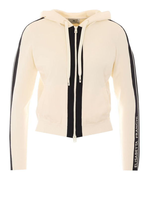 ELISABETTA FRANCHI 1USCITA Felpa Elisabetta Franchi in Maglia bicolore - Burro/Nero