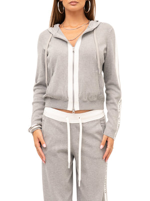 ELISABETTA FRANCHI 1USCITA Felpa Elisabetta Franchi in Maglia Bicolore con logo - Grigio Melange/Avorio