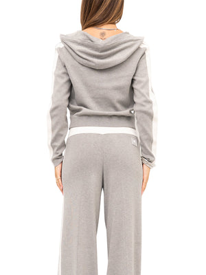 ELISABETTA FRANCHI 1USCITA Felpa Elisabetta Franchi in Maglia Bicolore con logo - Grigio Melange/Avorio