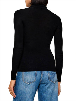 ELISABETTA FRANCHI 1USCITA Dolcevita In Maglia A Costine Nero Burro