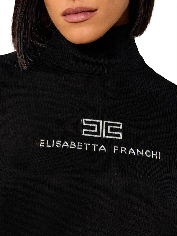 ELISABETTA FRANCHI 1USCITA Dolcevita In Maglia A Costine Nero Burro