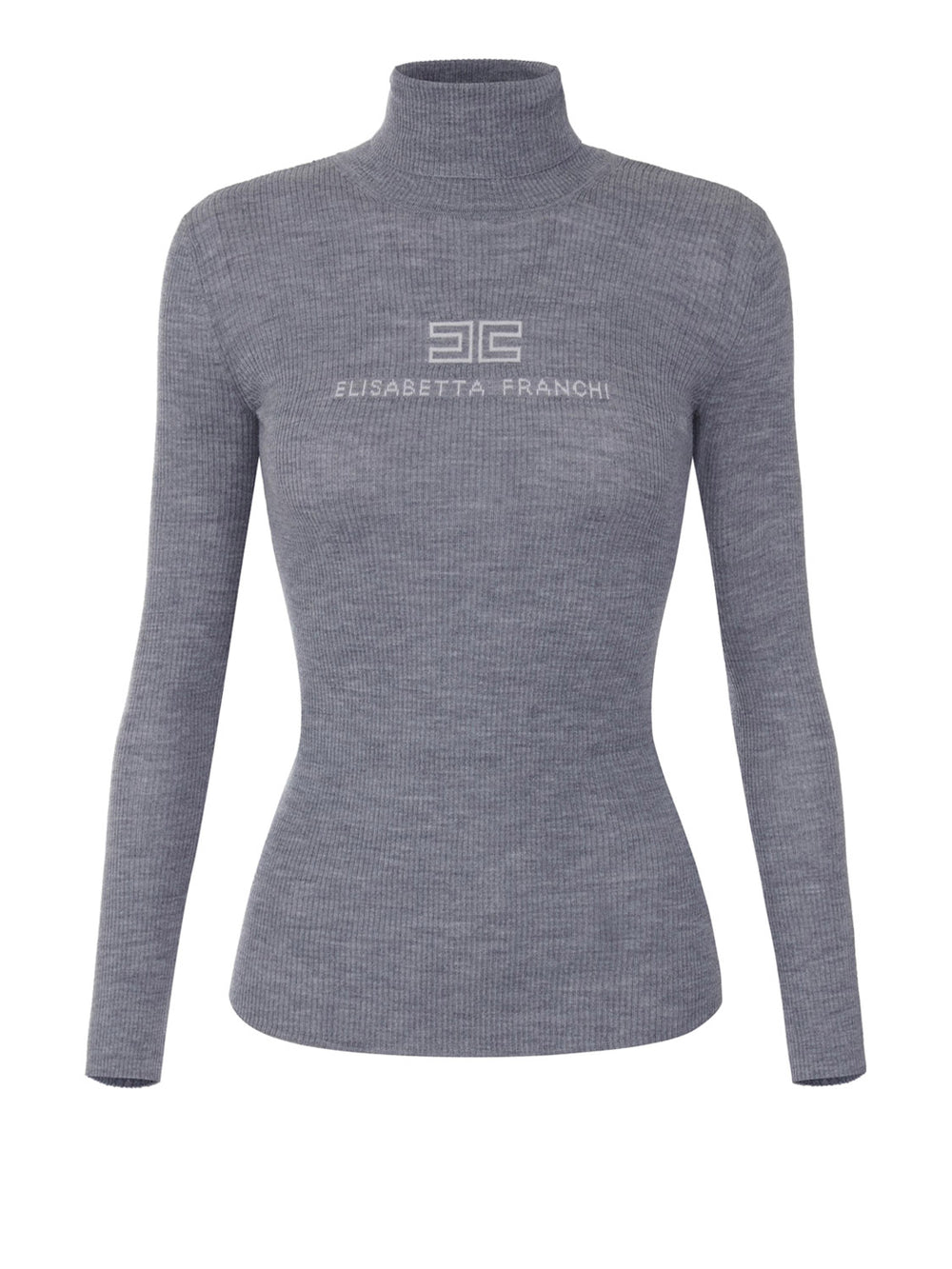 ELISABETTA FRANCHI 1USCITA Dolcevita In Maglia A Costine Sigaro Grigio