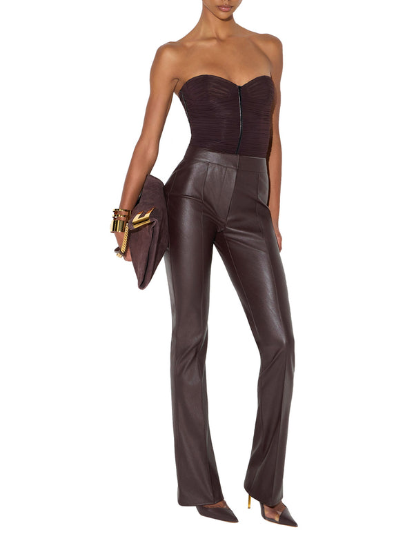 ELISABETTA FRANCHI 1USCITA Elisabetta Franchi Pantalone Con Nervature - Dark Chocolate