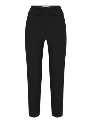 ELISABETTA FRANCHI 1USCITA Pantalone In Doppio Crêpe Stretch - Nero