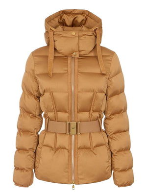 ELISABETTA FRANCHI 1USCITA Giubbotto Imbottito Con Cintura Elisabetta Franchi - Daino