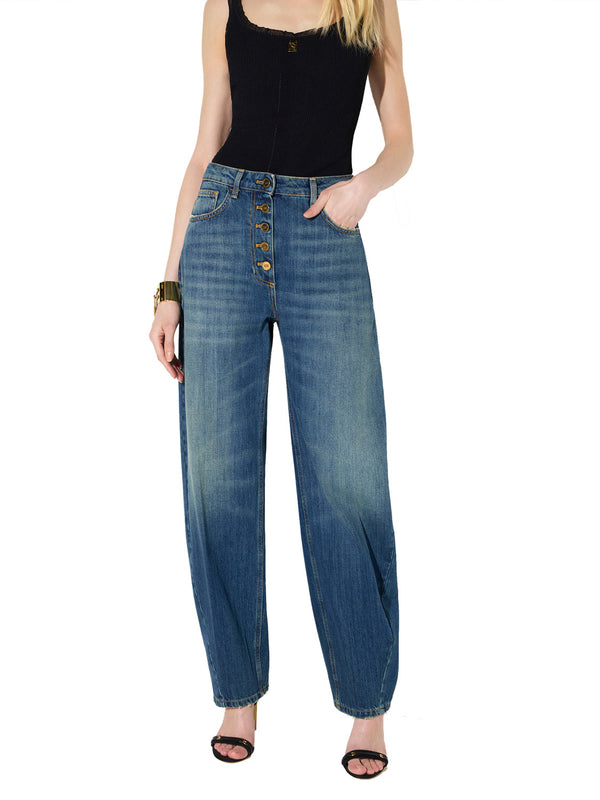 ELISABETTA FRANCHI 1USCITA Jeans Balloon Elisabetta Franchi Con Bottoni Gioiello Denim