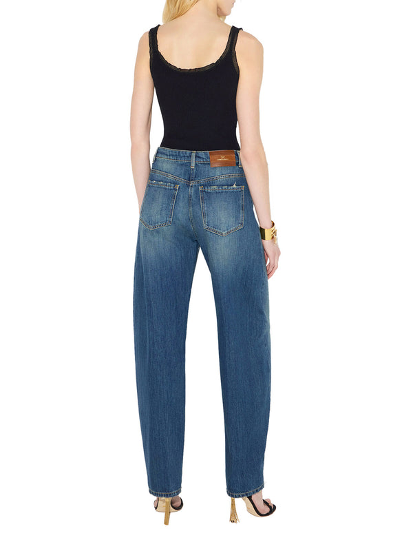 ELISABETTA FRANCHI 1USCITA Jeans Balloon Elisabetta Franchi Con Bottoni Gioiello Denim