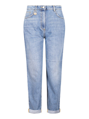 ELISABETTA FRANCHI 1USCITA Jeans Elisabetta Franchi Con Risvolto E Placca Logo Denim