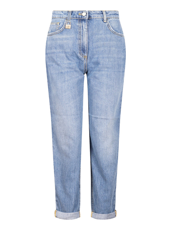 ELISABETTA FRANCHI 1USCITA Jeans Elisabetta Franchi Con Risvolto E Placca Logo Denim