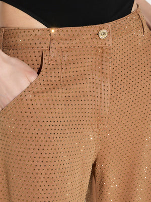 ELISABETTA FRANCHI 1USCITA Jeans Balloon Elisabetta Franchi In Denim Con Strass - Daino