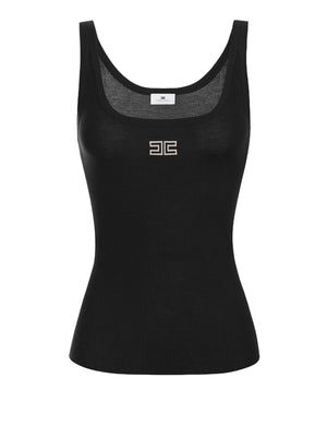 ELISABETTA FRANCHI 1USCITA Canotta Elisabetta Franchi in Maglia a Costine - Nero/Burro