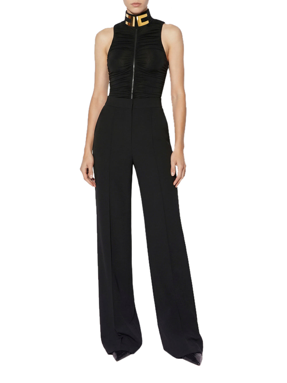 ELISABETTA FRANCHI 2USCITA Body Elisabetta Franchi in Jersey Stretch con Collo Gioiello - Nero