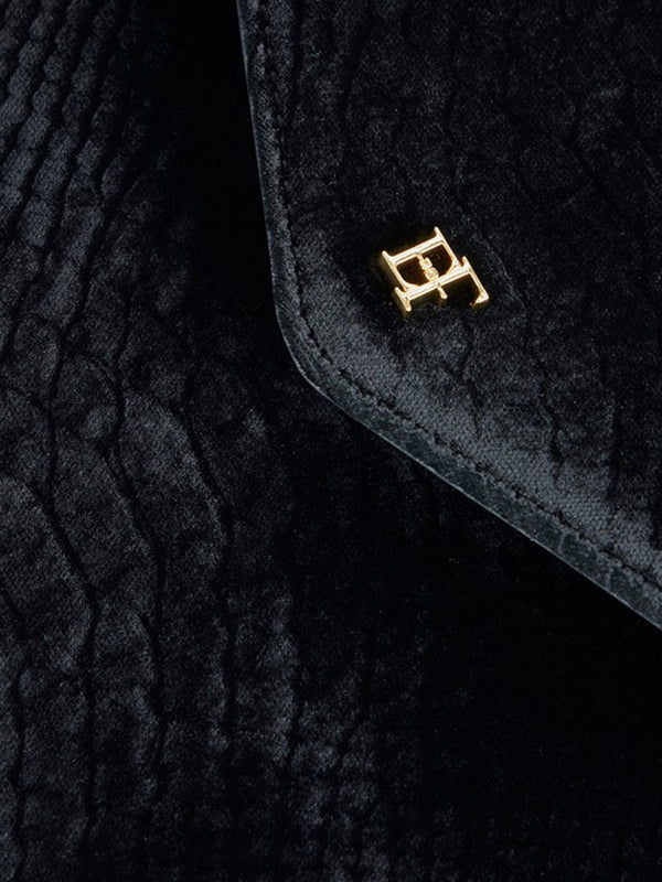 ELISABETTA FRANCHI 2USCITA Borsa a Mano Realizzata In Velluto Con Texture Effetto Coccodrillo Elisabetta Franchi - Nero
