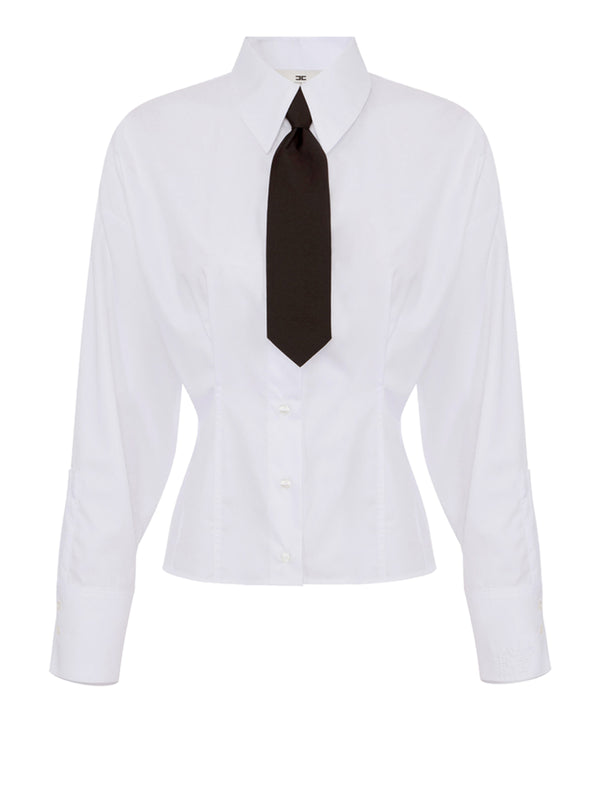 ELISABETTA FRANCHI 2USCITA Elisabetta Franchi Camicia in Popeline con Caravattino - Bianco