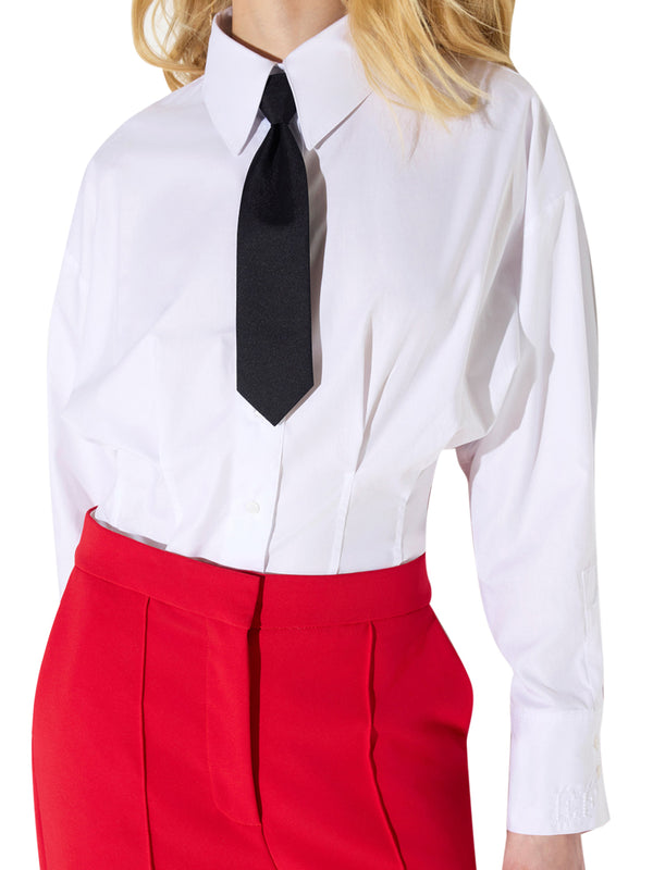 ELISABETTA FRANCHI 2USCITA Elisabetta Franchi Camicia in Popeline con Caravattino - Bianco