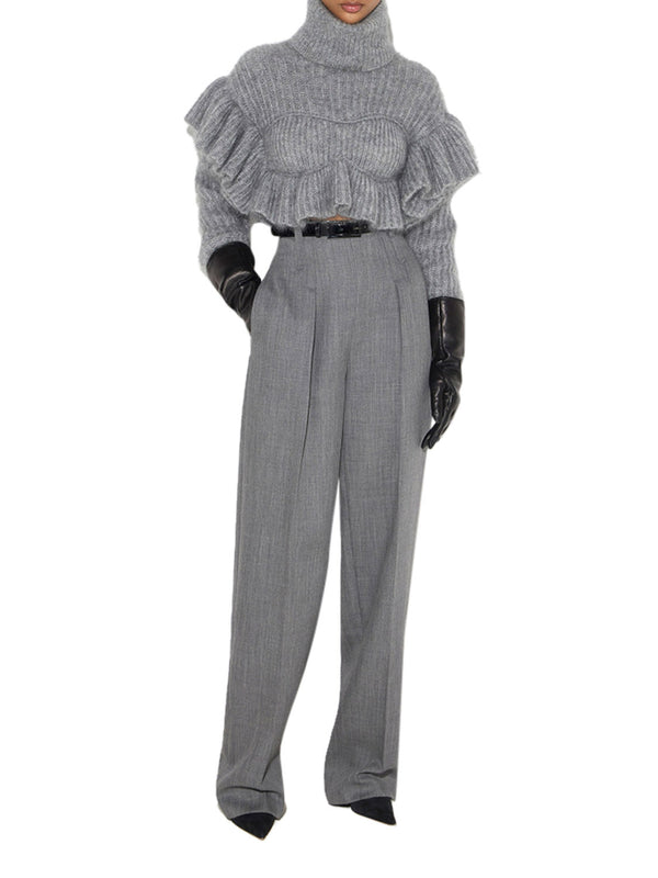 ELISABETTA FRANCHI 2USCITA Pantaloni Elisabetta Franchi in Lana - Grigio Melange