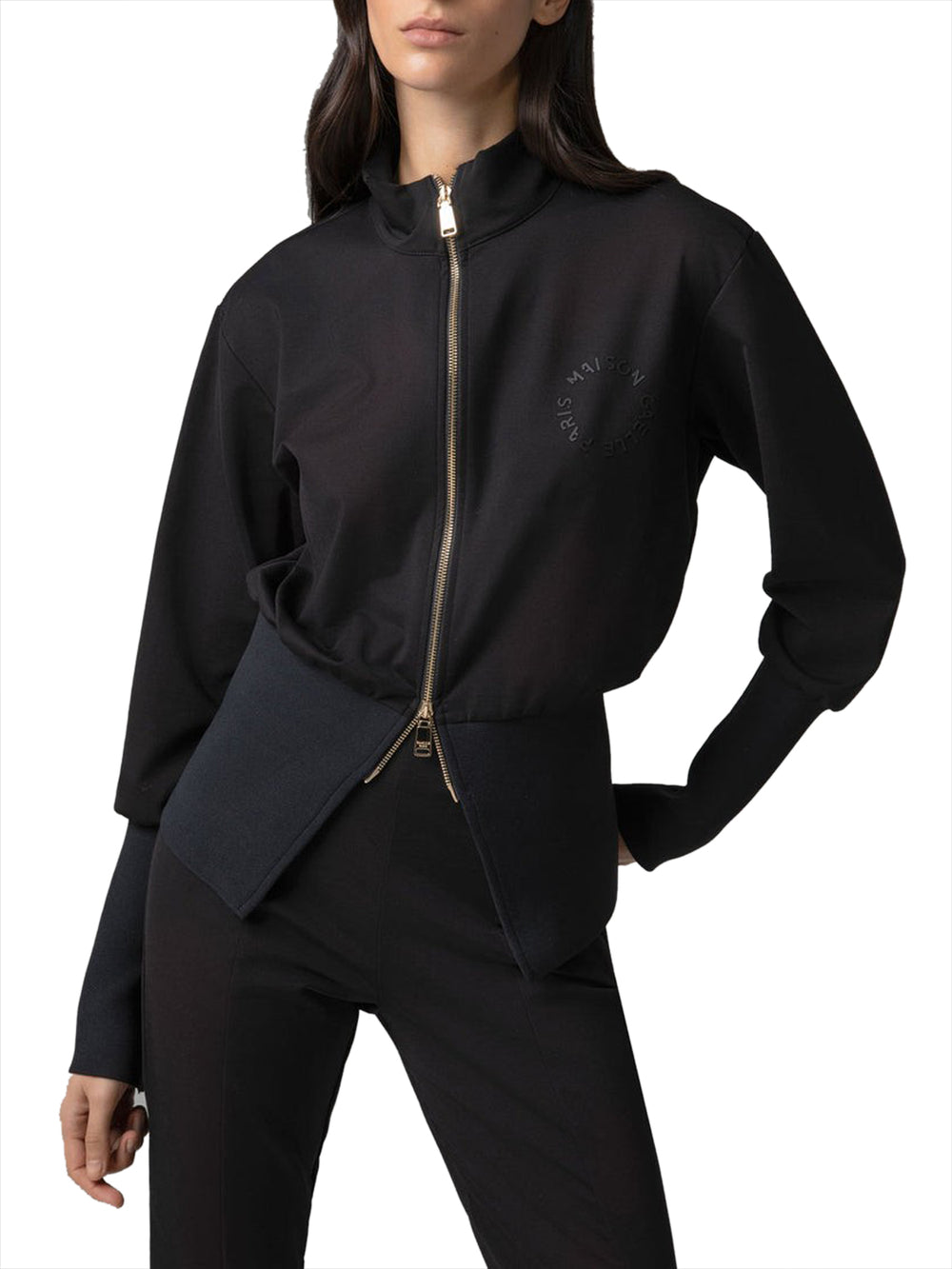 GAELLE PARIS Giacca Con Zip Effetto Bustier In Maglia Milanese Gaelle - Nero