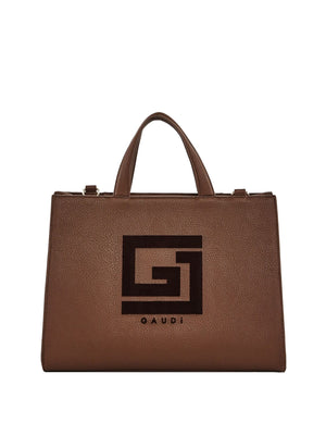 GAUDI' Borsa A Mano Gaudì Logo Frontale Marrone
