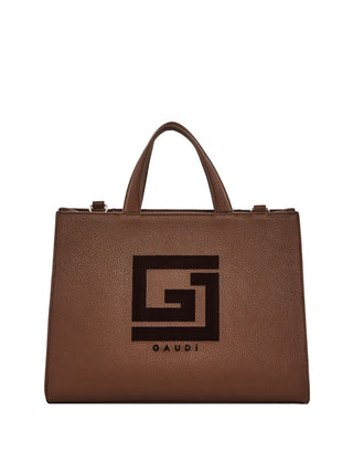 GAUDI' Borsa A Mano Gaudì Logo Frontale Marrone