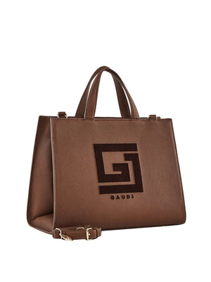 GAUDI' Borsa A Mano Gaudì Logo Frontale Marrone