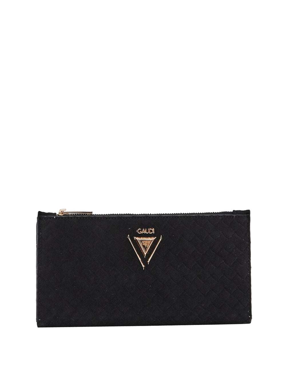 GAUDI' Gaudì Portafoglio Intrecciato Effetto Suede Nero