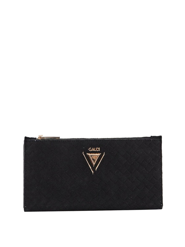 GAUDI' Gaudì Portafoglio Intrecciato Effetto Suede Nero