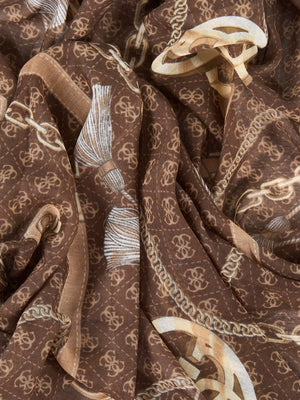 GUESS 1 USCITA Sciarpa Guess Printed Kefiah 120x120 Marrone