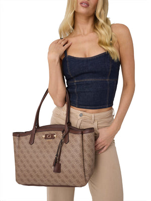 GUESS 1 USCITA Borsa A Mano Guess Lindsey Beige