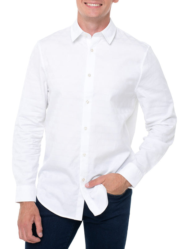 Guess Camicia Ls All Over Jacqaurd 4G Triang Guess - Bianco