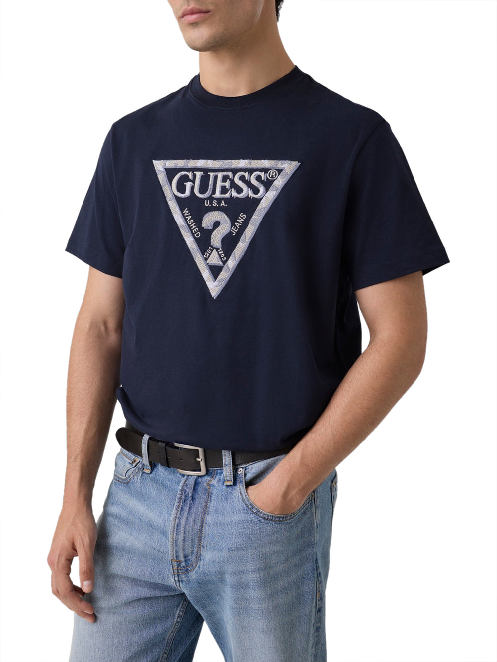 GUESS 1 USCITA T-Shirt Guess Logo Frontale Navy
