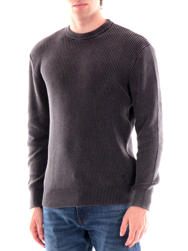 GUESS 1 USCITA Maglione Guess Manny Cn English Rib Washed Sw - Nero/Grigio