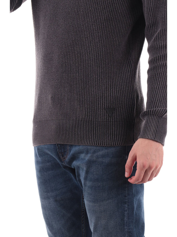 GUESS 1 USCITA Maglione Guess Manny Cn English Rib Washed Sw - Nero/Grigio