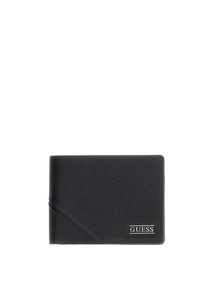 GUESS 1 USCITA Portafoglio Guess Boston In Vera Pelle Con Logo - Nero