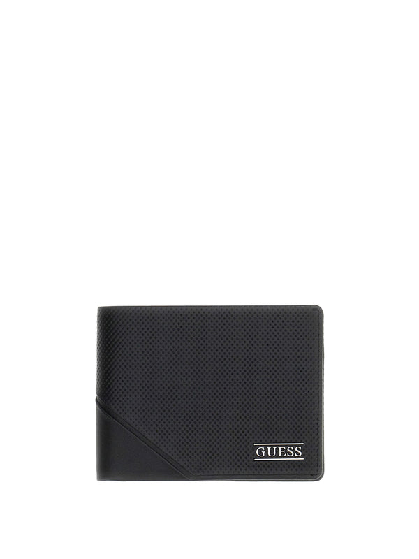 GUESS 1 USCITA Portafoglio Guess Boston In Vera Pelle Con Logo - Nero