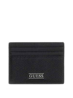 GUESS 1 USCITA Porta Carte Guess In Vera Pelle Boston - Nero