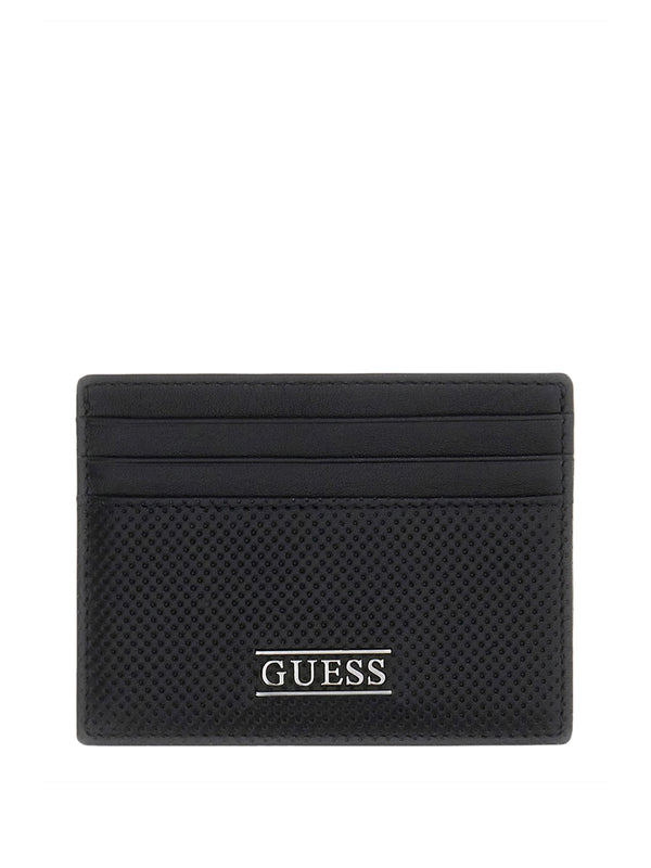GUESS 1 USCITA Porta Carte Guess In Vera Pelle Boston - Nero