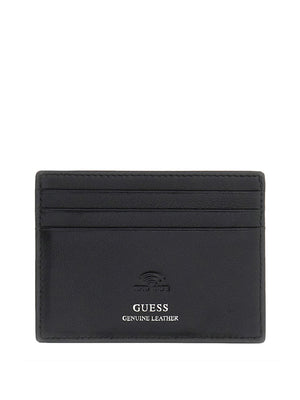 GUESS 1 USCITA Porta Carte Guess In Vera Pelle Boston - Nero