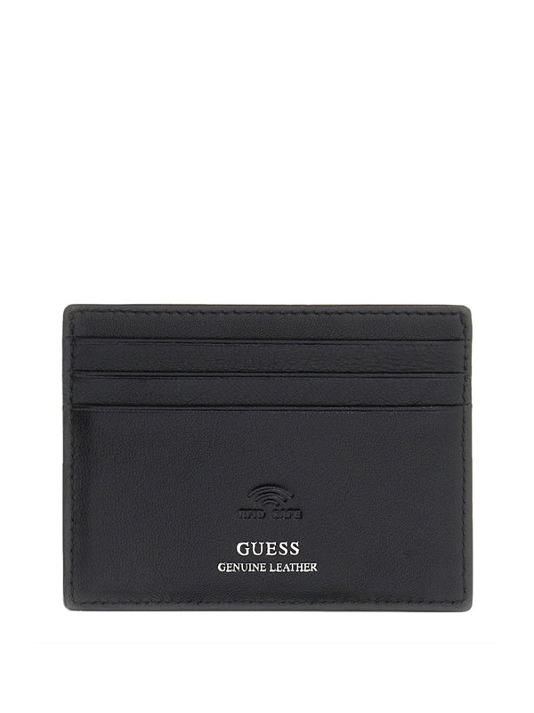 GUESS 1 USCITA Porta Carte Guess In Vera Pelle Boston - Nero
