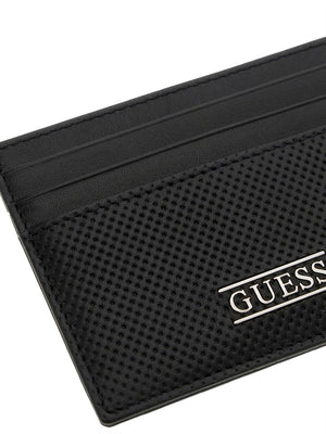 GUESS 1 USCITA Porta Carte Guess In Vera Pelle Boston - Nero