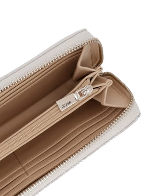 GUESS 1 USCITA Portafoglio Guess Lindsey Slg Large Zip Around - Bone