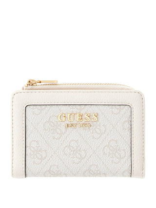 GUESS 1 USCITA Portafoglio Guess Lindsey Slg Zip Arnd Card Case - Bone
