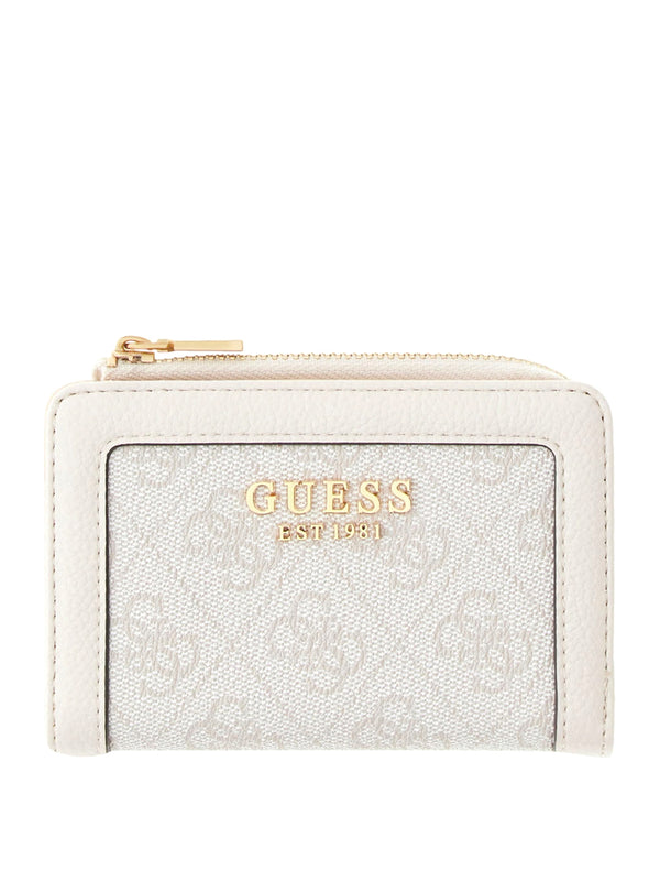 GUESS 1 USCITA Portafoglio Guess Lindsey Slg Zip Arnd Card Case - Bone