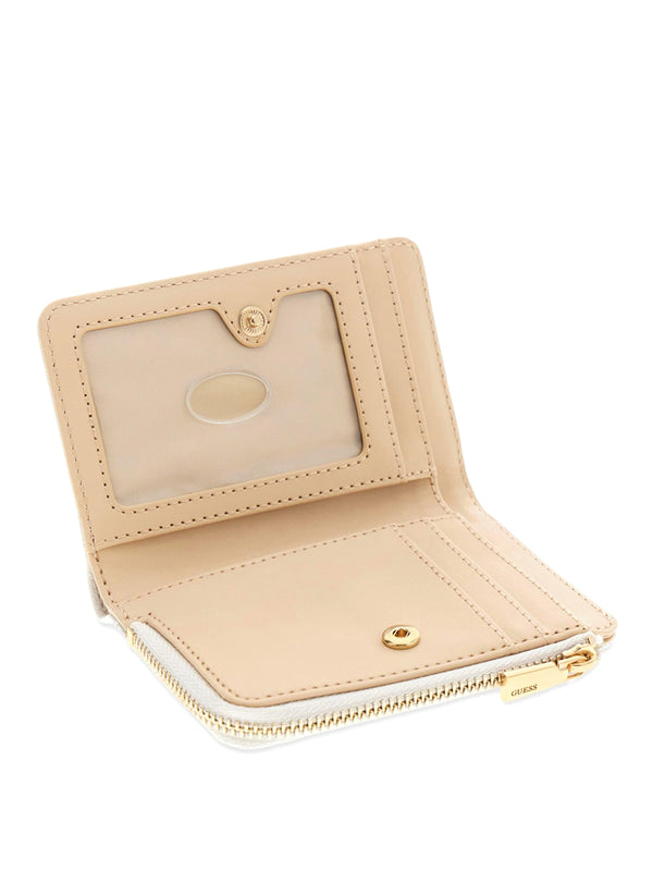 GUESS 1 USCITA Portafoglio Guess Lindsey Slg Zip Arnd Card Case - Bone