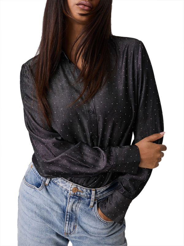 GUESS 1 USCITA Camicia Guess Borchiata Lucia Relaxed Hotfix Nero