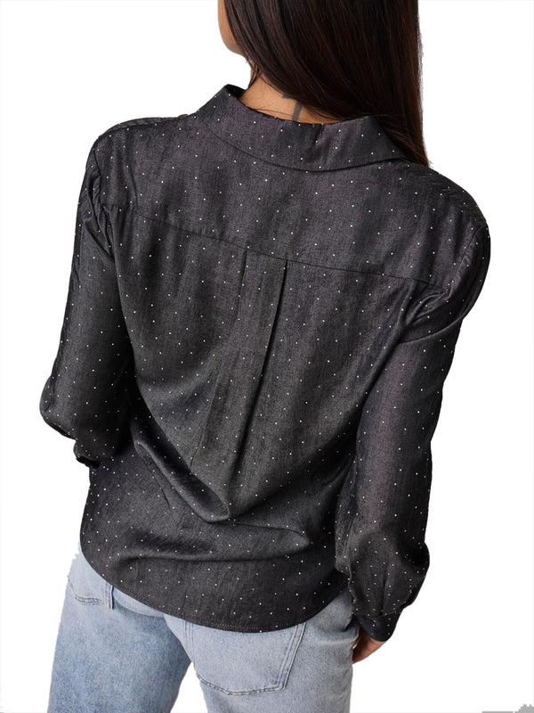 GUESS 1 USCITA Camicia Guess Borchiata Lucia Relaxed Hotfix Nero