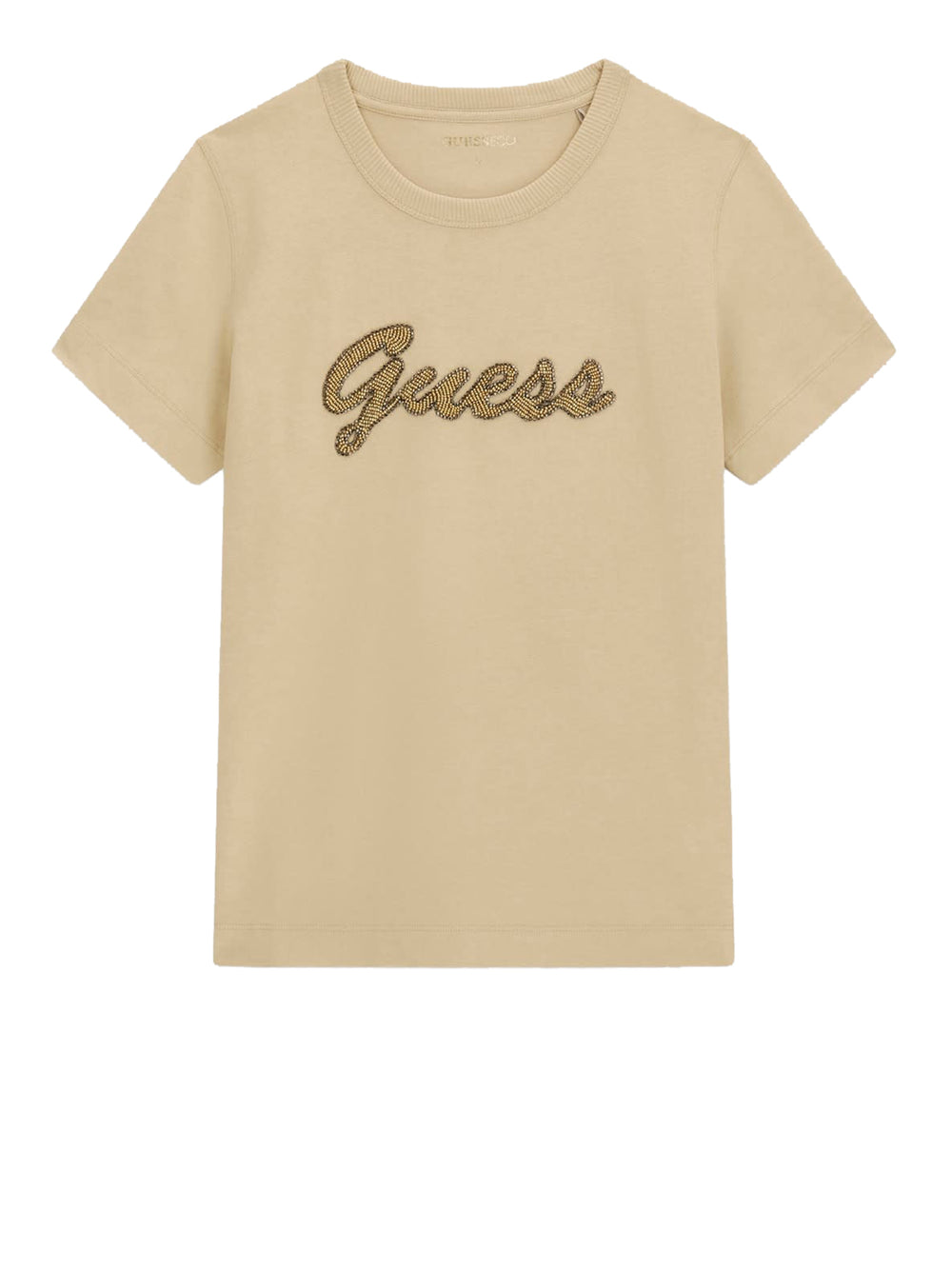 Guess Tshirt Ss Cn Beads Script Tee Guess - Tan