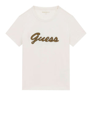 GUESS 1 USCITA T-Shirt Guess Beads Script - Cream