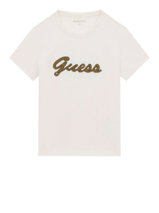 GUESS 1 USCITA T-Shirt Guess Beads Script - Cream