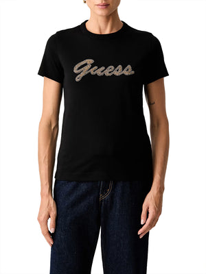 GUESS 1 USCITA T-Shirt Guess Beads Script - Nero