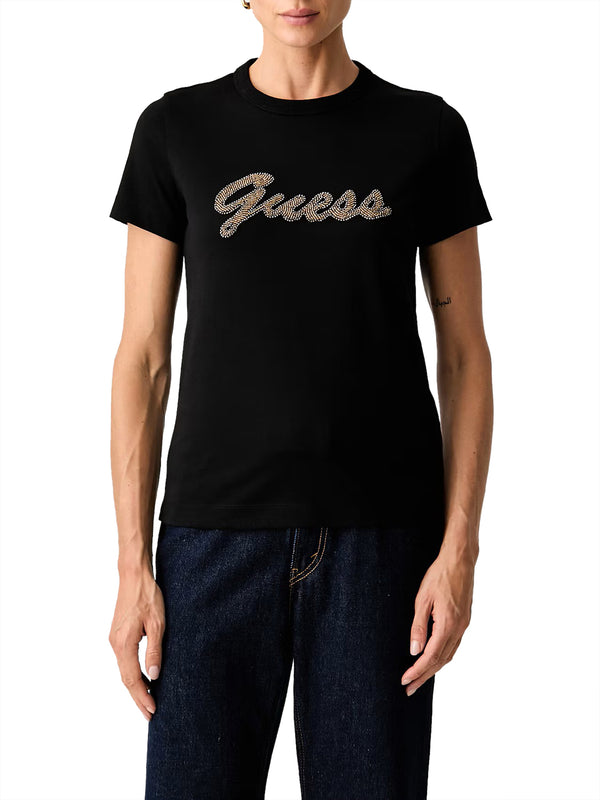 GUESS 1 USCITA T-Shirt Guess Beads Script - Nero